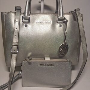 Michael Kors Silver Women's Bag Set